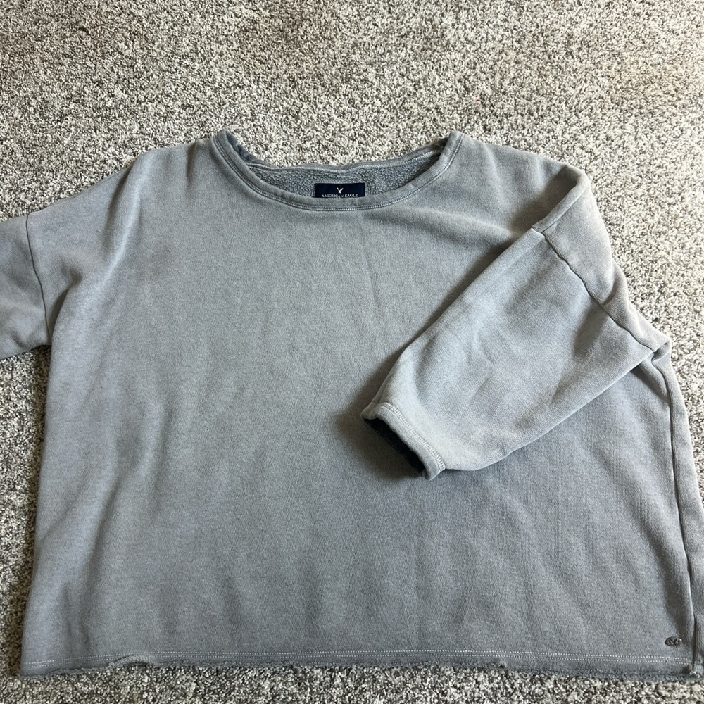 American Eagle Outfitters Light Gray Fleece Pullover